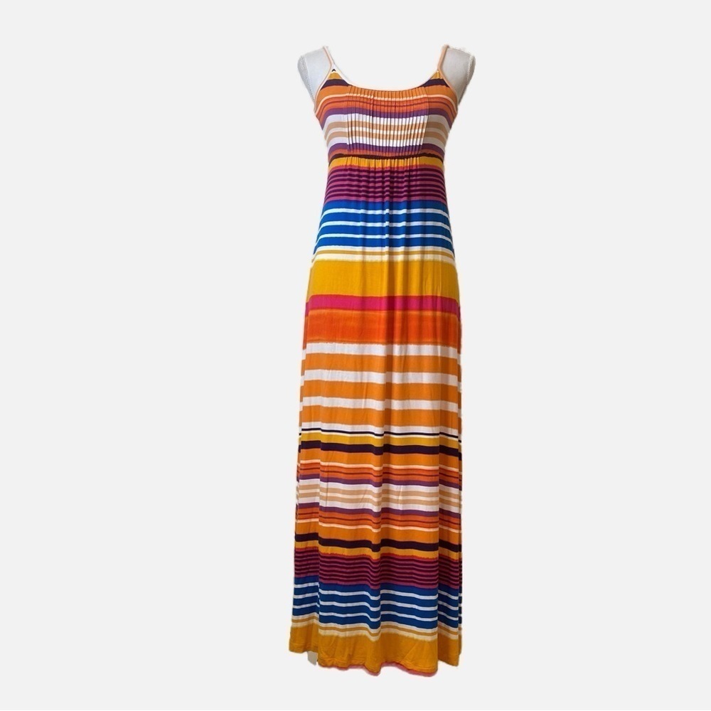 Roz&Ali Rainbow Striped Stretch Maxi Dress Size 6